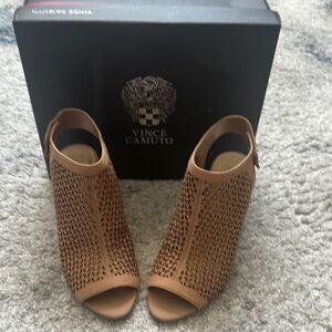 Vince Camuto Tan Peep-Toe Women's Shoes